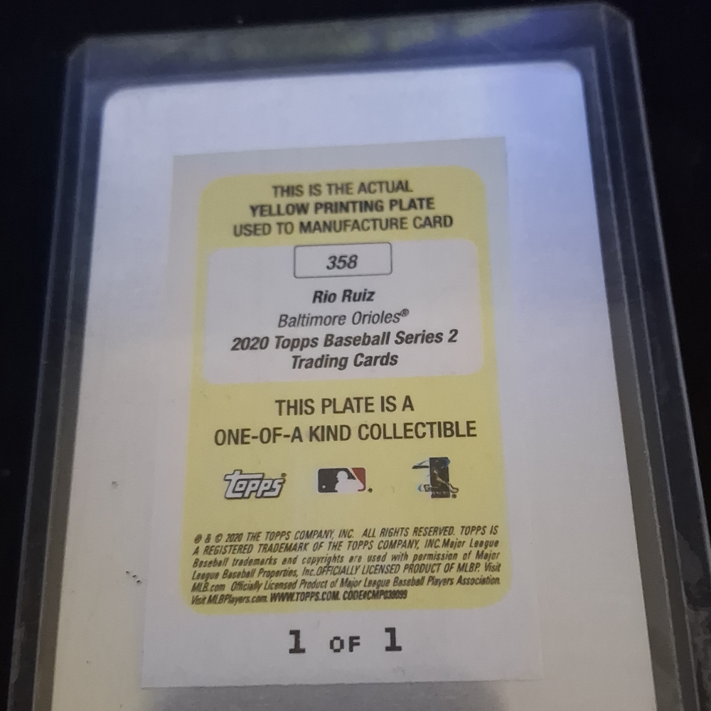 Topps Yellow Printing Plate - Unique Collectible